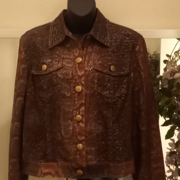 π HOST PICK!! V Cristina Twill Bronze Snake Print Bling πJacket - Picture 4 of 12